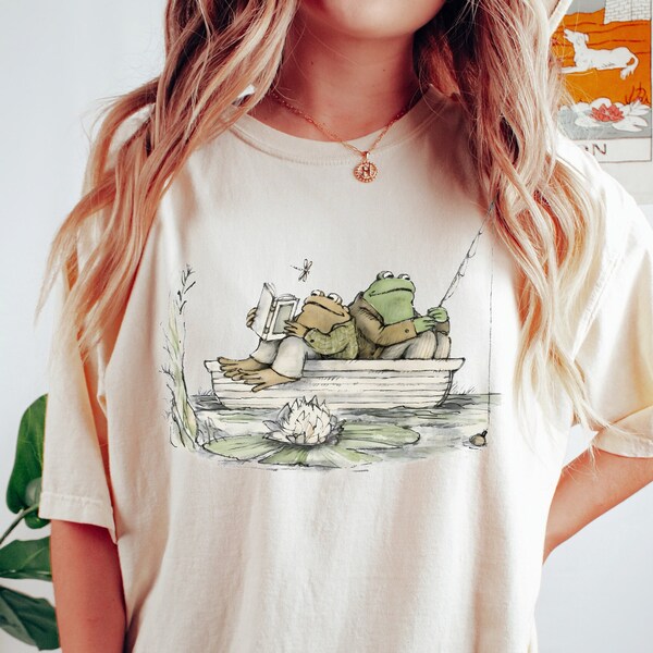 Vintage Frog 90s Comfort Colors Shirt, Retro Toad Tee, Nature Shirt, 2000s Frog T-Shirt, Book Lovers Shirt, Oversize Cute Cotton Washed Tee