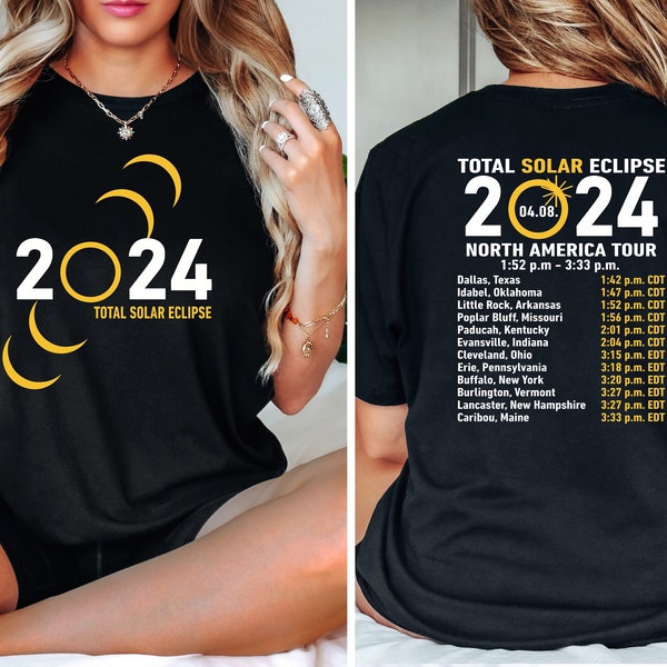 Total Solar Eclipse 2024 Shirt, Double-Sided Shirt, April 8th 2024 Shirt, Celestial Shirt, Gift for Eclipse Lover, Eclipse Event 2024 Shirts