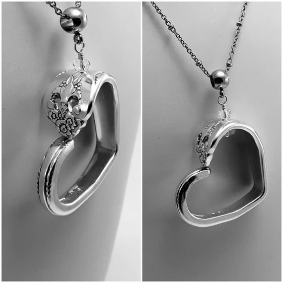 Silverware Floating Heart Necklace