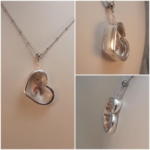 Breast Cancer Awareness Silverware Floating Heart Pendant