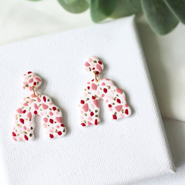 Terrazzo Earrings, Polymer Clay Earrings, Valentine's Day Earrings, Clay Earrings, Floral Earrings, Cute Earrings, Handmade Earrings, Gift