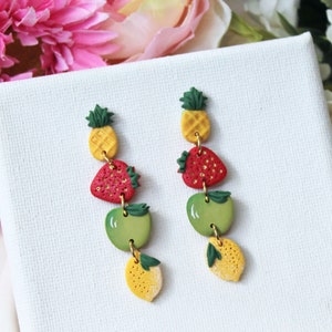 Fruit Earrings, Dangle Fruit Earrings, Polymer Clay Earrings, Summer Earrings, Earrings, Miniature food, Fruit Earrings Clay,Unique,Handmade