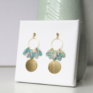 Statement Earrings, Earrings, Clay Earrings, Elegant Earrings, Polymer Clay Earrings, Aesthetic, Gold, Spring, Transparent, Unique Earrings