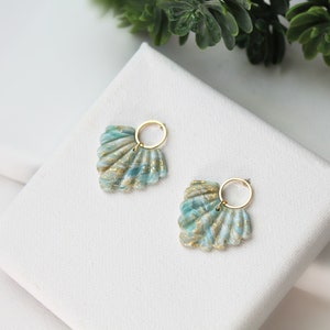 Polymer Clay Earrings, Statement Earrings, Shell Earrings, Clay Earrings, Elegant Earrings, Ocean Earrings, Spring, 24k gold plated,Handmade