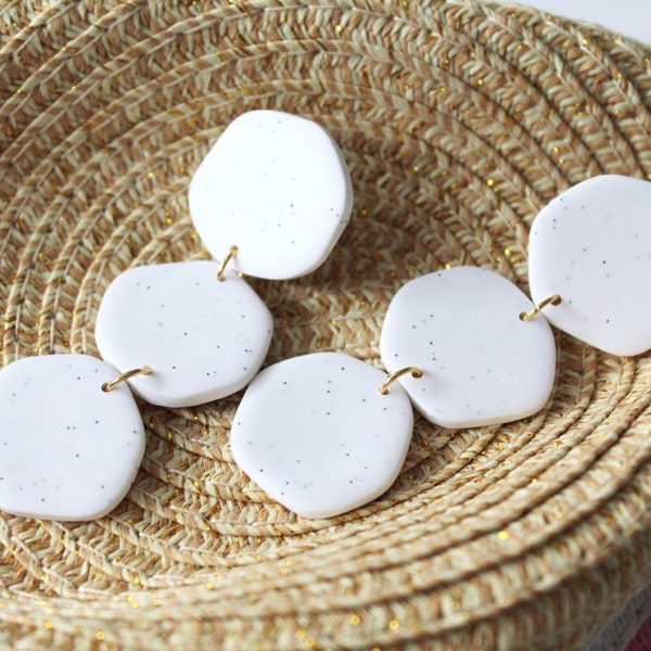 Large White Earrings, Statement Earrings, Summer Earrings, Clay Earrings, Polymer Clay Earrings, Organic Shape, Unique Earrings, Handmade