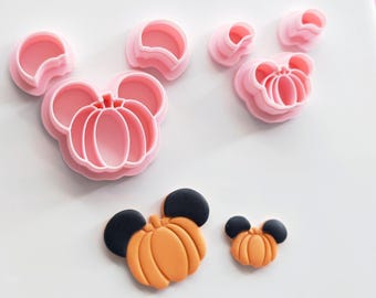 Mouse Pumpkin Clay Cutter Set, 3-Piece Autumn Earring Cutters, Fall Halloween Embossed Polymer Clay Tool, Polymer Clay Cutter Halloween