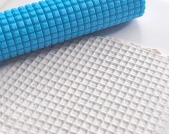 Waffle Texture Roller for Polymer Clay, Waffle Pattern Clay Slab Roller, Square Grid Texture Pin for Clay & Ceramics, Grid Embossing Roller