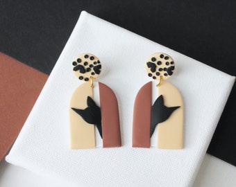 Cat Earrings, Polymer Clay Earrings, Cat Lover Gifts, Black Cat Earrings, Cat Lover Earrings, Statement Earrings, Handmade, Cat Paw,Clay Cat