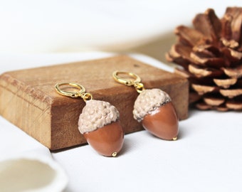Acorn Earrings, Polymer Clay Earrings, Autumn Earrings, Nature Lover Gift, Fall Earrings, Clay Earrings, Handmade, Acorn Earrings Realistic