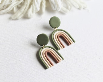 Minimalist Boho Geometric Statement The Desert Arches in Bone White Polymer Clay Earrings
