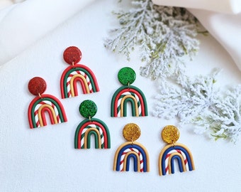 Christmas Earrings, Rainbow Earrings, The Nutcracker Rainbow Earrings, Gift, Polymer Clay Earrings,Holiday Earrings,Winter Earrings,Handmade