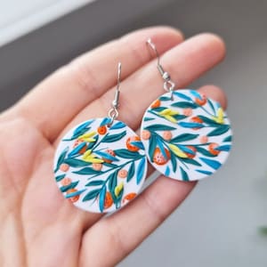 Orange Earrings, Statement Earrings, Polymer Clay Earrings, Spring Summer Earrings, Oranges Earrings, Miniature food, Fruit Dangle Earrings