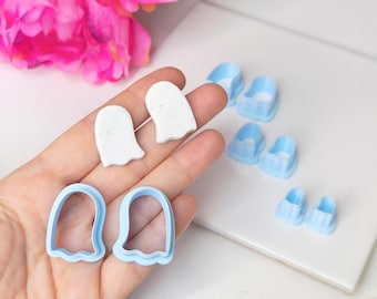 Cute Ghost Clay Cutter Set, Mirrored Polymer Clay Cutters for Halloween Earrings, Spooky Jewelry Making Tools, Polymer Clay Cutters