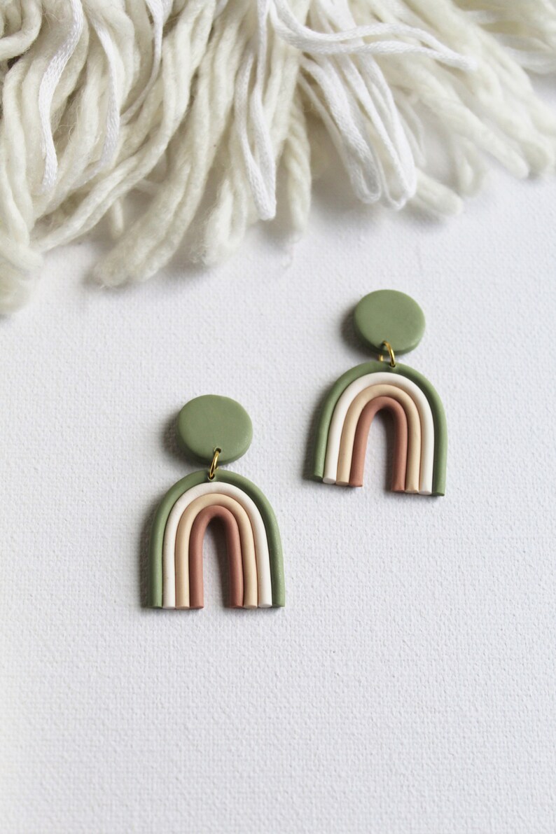 Rainbow Earrings Arch Earrings Statement Earrings Polymer Etsy