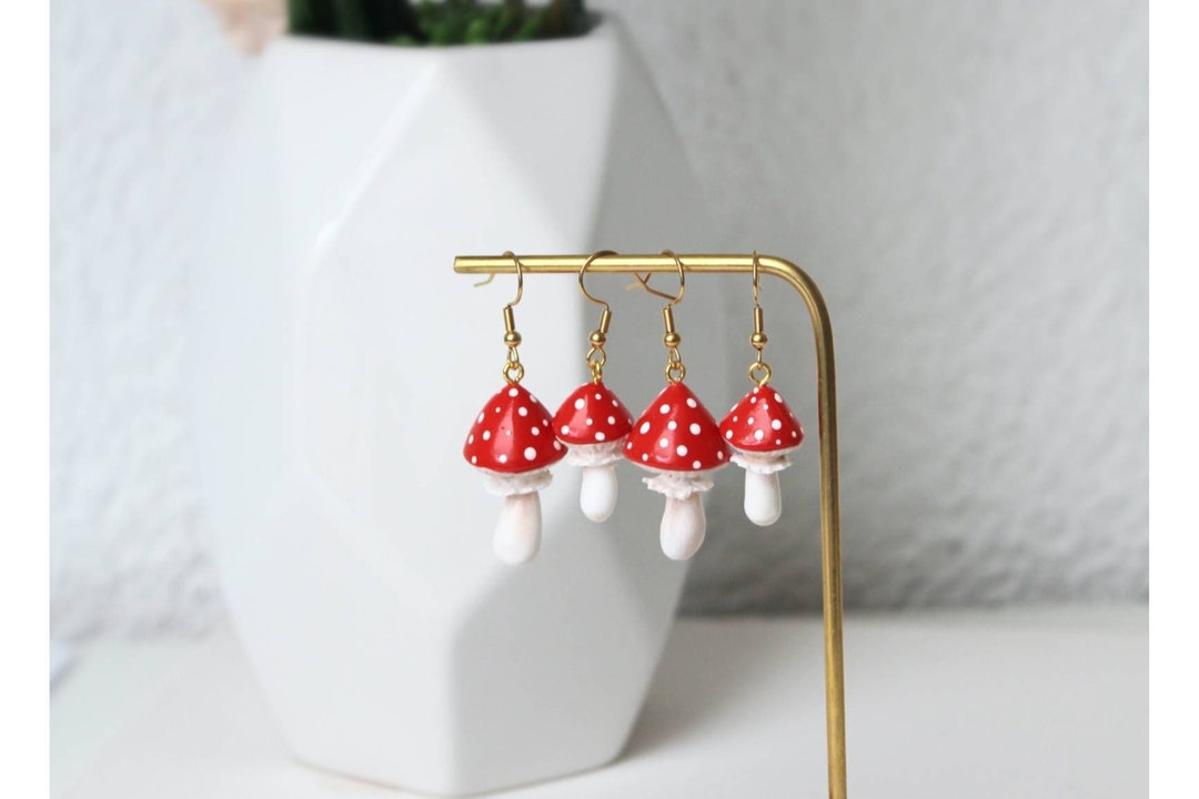 Mushroom polymer 2024 clay earrings