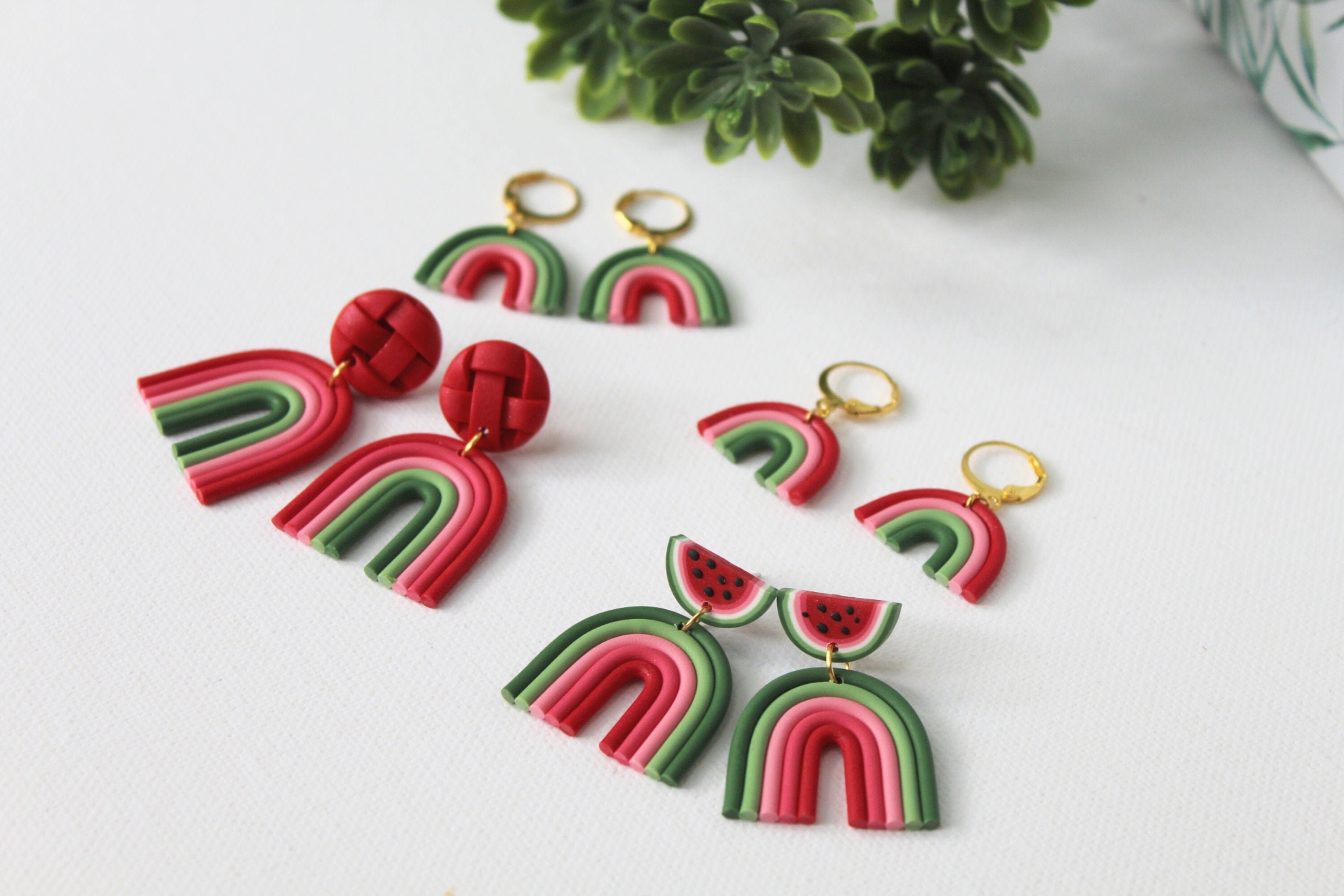 Rainbow Earrings, Christmas Earrings, Polymer Clay Earrings
