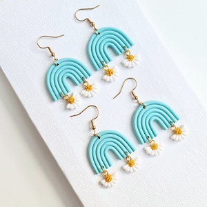 Rainbow Earrings, Polymer Clay Earrings, Arch Earrings, Statement Earrings, Rainbow Clay Earrings, Daisy Earrings, Rainbow Earrings Dangle