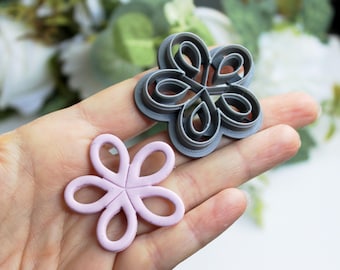 Cortador de argila polimérica em formato de flor, cortador de argila floral com pétalas ocas para brincos, cortador de argila polimérica floral, cortador de argila em formato de flor, ferramentas para argolas
