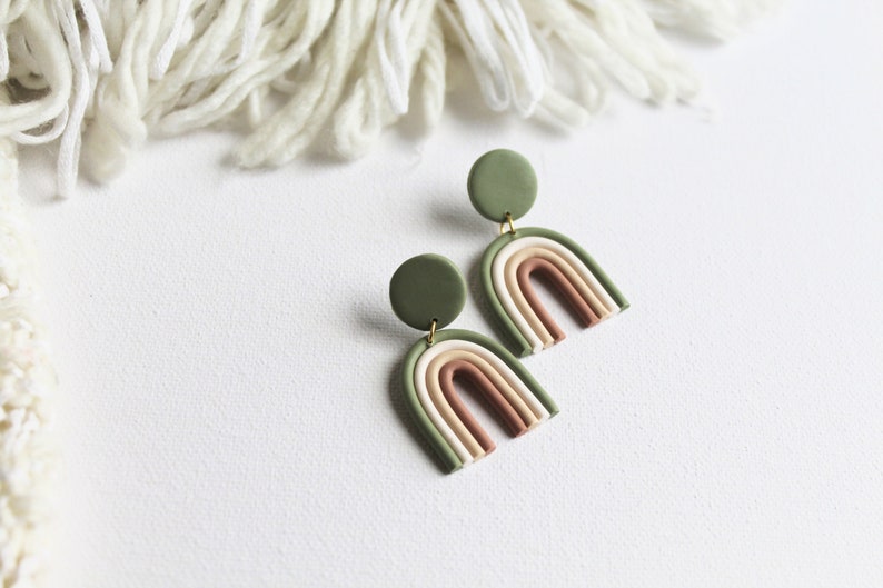 Rainbow Earrings Arch Earrings Statement Earrings Polymer Etsy