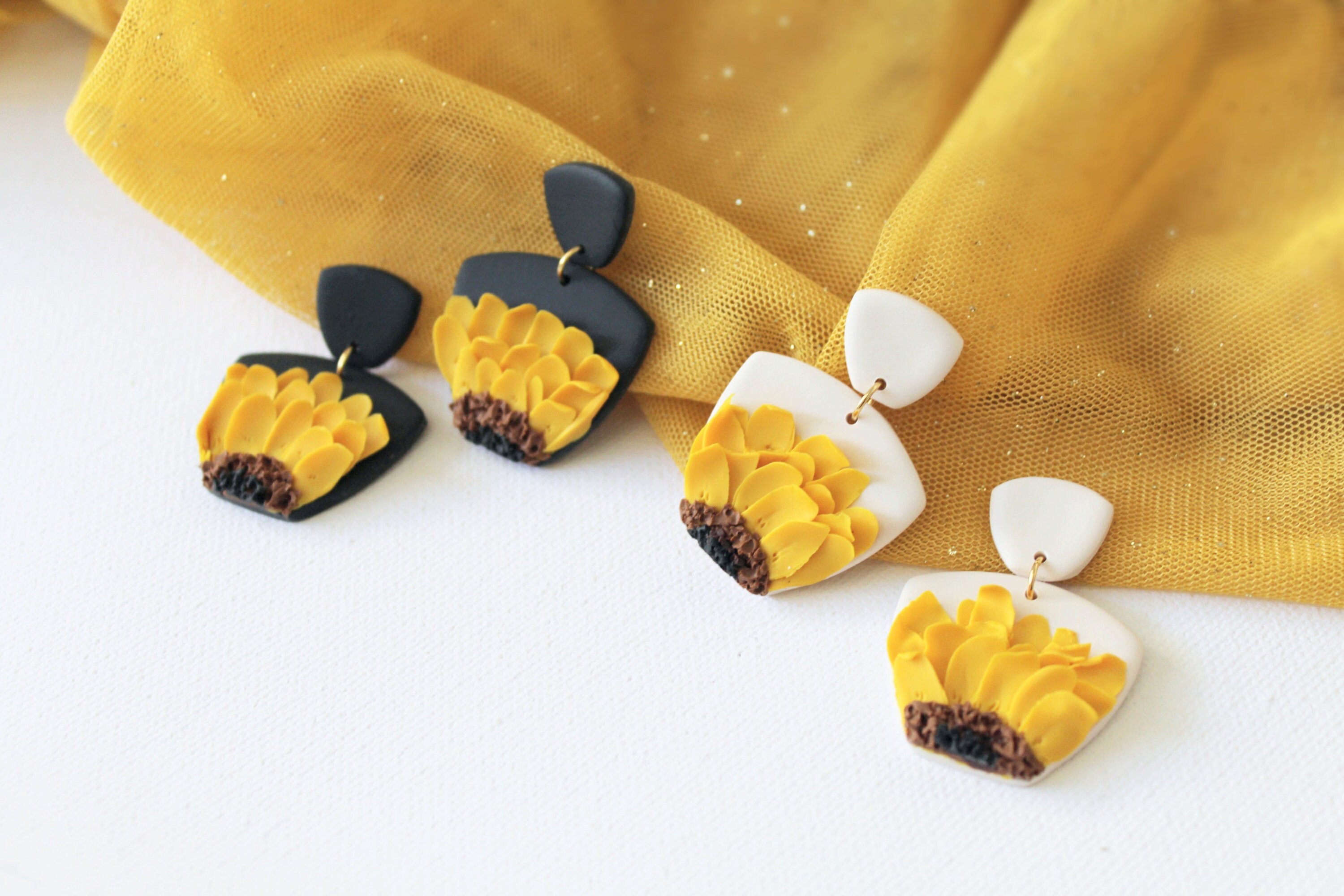 Sunflower Earrings/ Polymer Clay Earrings/ Summer Earrings/ Floral Earrings/  Statement Earrings/ Modern Earrings/ Sunflower Jewelry -  Norway