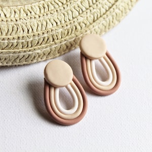 Boho Earrings Studs, Retro Earrings, Rainbow Studs, Statement Earrings, Boho jewelry, Polymer Clay Earrings, Aesthetic, Everyday Earrings