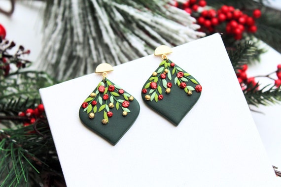Orecchini Pendenti Albero Di Natale Per Donna – Gioielli Festa In Lega Di Zinco Con Strass E Perle – Leggeri (18g) – Disponibili In Verde, Oro E Rosso – Regalo Natalizio - 3