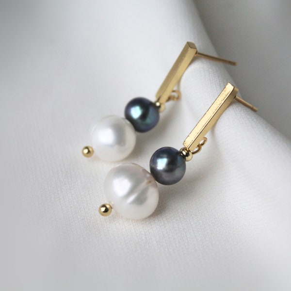 Pearl Earrings, Pearl Earrings Dangle, Natural Black Freshwater Pearl, Baroque Pearls Earrings, Gift for Her, Drop Earrings,Elegant Earrings