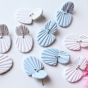 Summer Earrings, Shell Earrings, Polymer Clay Earrings, Statement Earrings, Clay Earrings, Elegant Earrings, Everyday Earrings for Summer