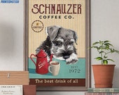 Schnauzer Coffee Company Poster Wall Decor Canvas Animal Lover, Laundry Room Art Print, Bathroom Decor Poster Canvas, Home Decor Dog