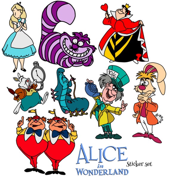 Alice in Wonderland Stickers and Paper Etsy