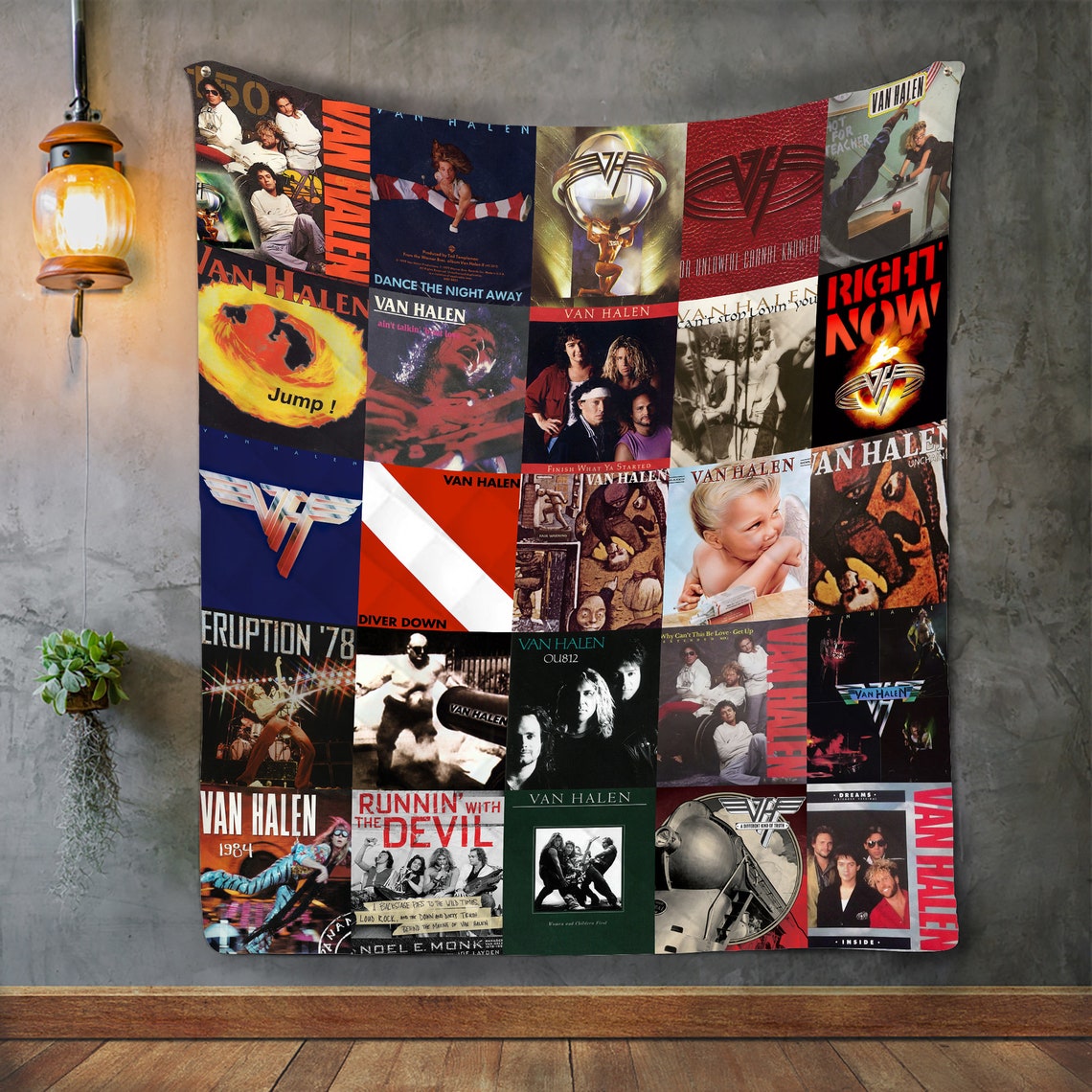 Van Halen Albums Quilt Blanket Van Halen Grid Pictures Quilt Etsy