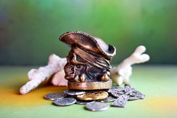 Bronze Pirate Sculpture Desk Ornament 