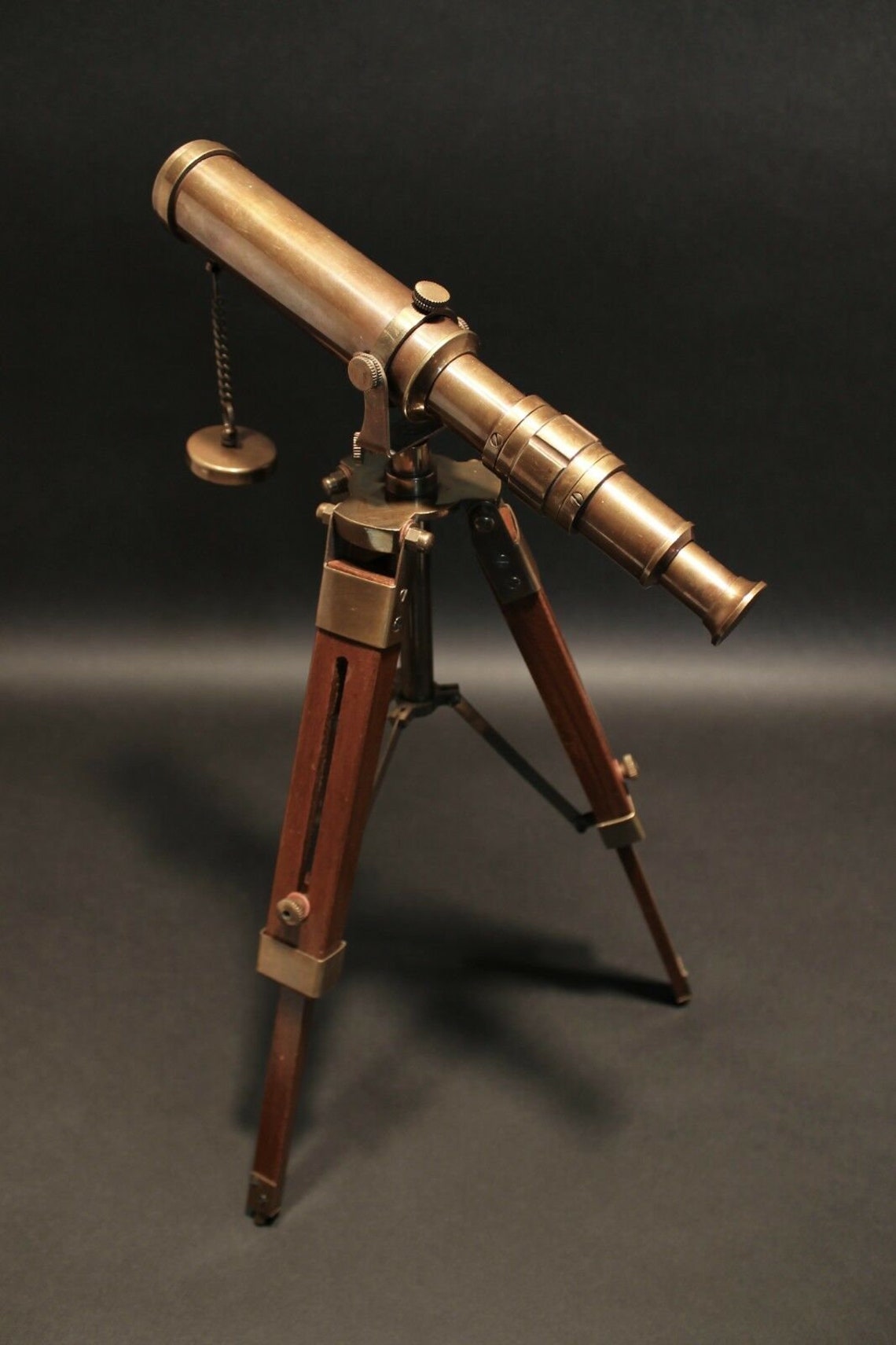 Vintage Antique Style Solid Brass Telescope & Wood Tripod Etsy