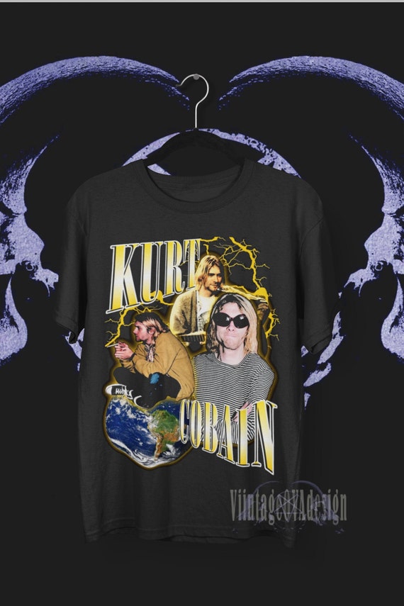 Kurt Cobain Camiseta Guitar Photo Colour Logo Nuevo Oficial Unisex