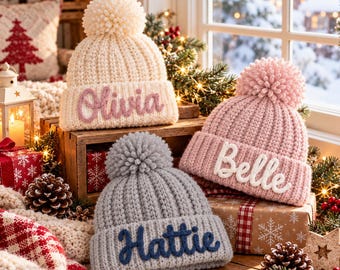 Personalized Winter Hat for Kids, Embroidered Kids Hat, Gifts for Kids, Hand Embroidered Beanie, Hats for Kids, Custom Beanie Hats, Baby Hat