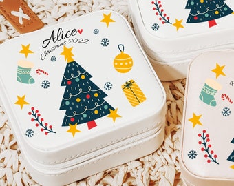 Primera caja de joyería de Navidad personalizada para ella para niña 1er regalo de Navidad Regalo personalizado