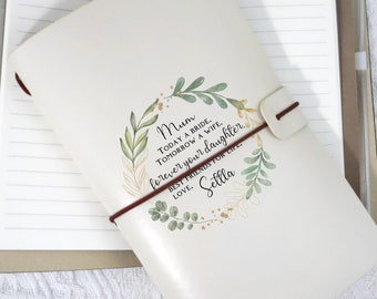 Mother of Bride Notebook Gift, Personalized Mom Notebook Diary, Leather Notebook, Mom of Bride Gift, wedding favours