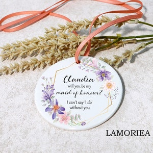Personalised Bridesmaid Ceramic Decoration, Bridesmaid Keepsake, Maid of Honour Gift, Wedding Gift, Bridesmaid Gift, Ornament Keepsake