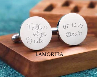 Personalised Engraved Father of the Bride Cufflinks Dad Wedding Cufflinks Personalized Cufflinks Wedding favors Father of Groom Cufflinks