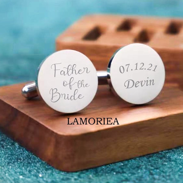 Personalised Engraved Father of the Bride Cufflinks Dad Wedding Cufflinks Personalized Cufflinks Wedding favors Father of Groom Cufflinks