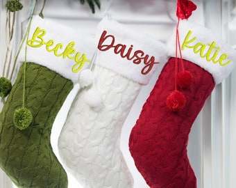 Christmas Embroidered Name Stocking,Personalized Christmas Stockings,Knit Stockings,Family Christmas Stockings,Holiday Stockings Gifts