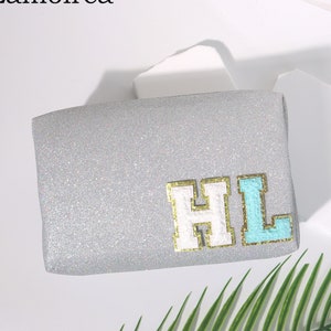 Personalized initial cosmetic bag custom pouch custom cosmetic bag initial pouch beach pouch custom wash bag Christmas gifts