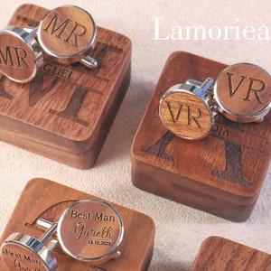 Personalised Groom Cufflinks, Wood Wedding Role Cufflinks, Best Man Cufflinks, Party Role Cufflinks, Wood Engraved Cufflinks, Wedding Favors