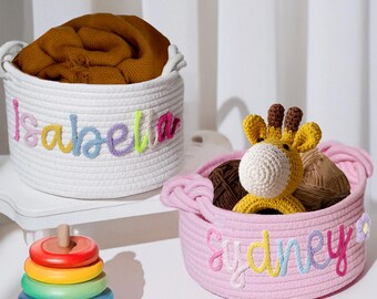Panier bébé personnalisé, panier cadeau bébé, panier cadeau bébé corde en coton, cadeau nouveau-né, cadeau baby shower, panier de jouets, cadeau pour chambre d'enfant