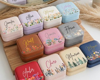 Benutzerdefinierte Blumen Schmuckschatulle, Frauen Blume Schmuck Organizer, Hochzeit Schmuckschatulle, Schmuck Aufbewahrungsbox mit Namen, Schmuckschatulle für sie, Mädchen-Box