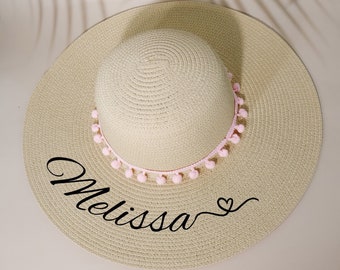 Cappelli da spiaggia regolabili personalizzati Cappelli da sposa Cappello da spiaggia Nome personalizzato Cappelli da addio al nubilato - Regali di bomboniera per feste di addio al nubilato da spiaggia