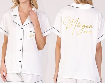 Personligt brudpyjamasset, brudtärnepyjamasset, brudtärnepyjamas, brudtärnepresent, brudtärnepyjamas i satin