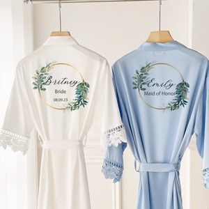 Bridesmaid Robes, Bride lace robe, Satin Wedding Robe, Pink bridal Robe, Purple bridesmaid robe, bridesmaid gown,Bridal Party Favors
