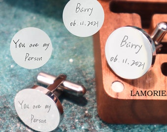 Personalised Engraved Custom Handwriting Cufflinks, Wedding Gift for Husband, Bride to Groom Gift, Custom Cufflinks, Own Writing Cufflinks