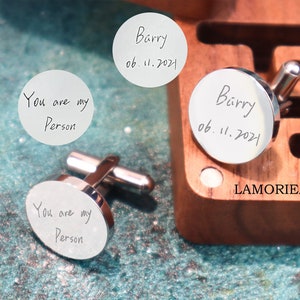 Personalised Engraved Custom Handwriting Cufflinks, Wedding Gift for Husband, Bride to Groom Gift, Custom Cufflinks, Own Writing Cufflinks